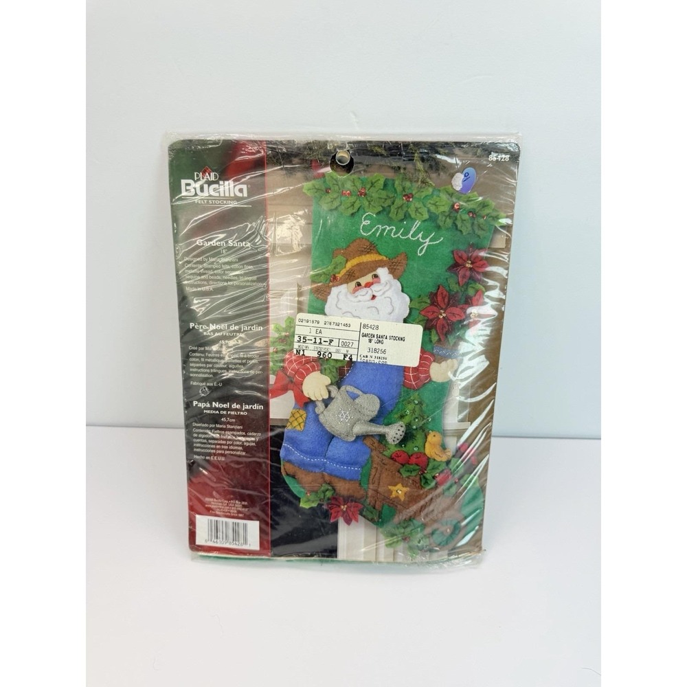Plaid Bucilla Felt Christmas Garden Santa 18" Stocking Kit #85428 USA NOS 2006